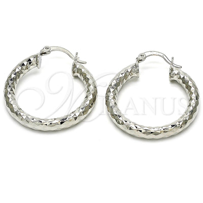 White Gold Filled Hoop Earrings — Medium Hoop Diamond Cutting 02. for wholesale, main product view
