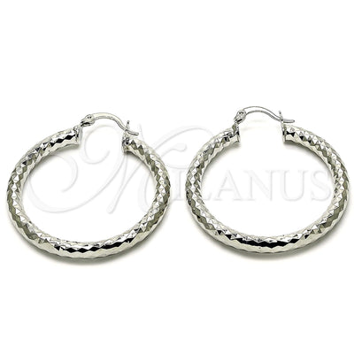 White Gold Filled Hoop Earrings — Medium Hoop Diamond Cutting 02. for wholesale, main product view