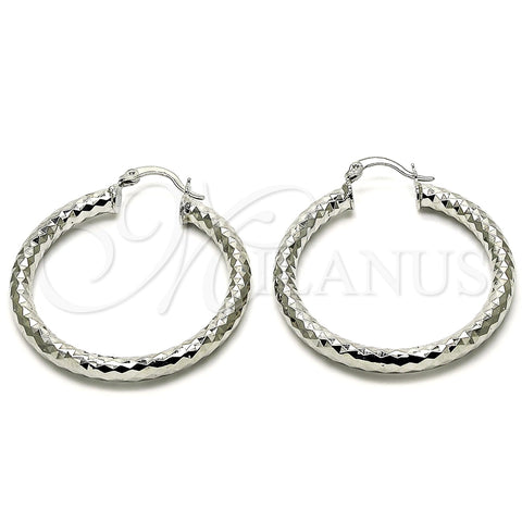Rhodium Gold Filled Medium Hoop, Diamond Cutting Finish, Rhodium Finish, 5.139.027.1.40