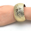 Oro Laminado Individual Bangle, Gold Filled Style Flower and Leaf Design, Diamond Cutting Finish, Golden Finish, 07.168.0012 (35 MM Thickness, One size fits all)