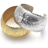 Oro Laminado Individual Bangle, Gold Filled Style Flower and Leaf Design, Diamond Cutting Finish, Golden Finish, 07.168.0012 (35 MM Thickness, One size fits all)