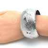 Rhodium Gold Filled Individual Bangle, Flower and Leaf Design, Diamond Cutting Finish, Rhodium Finish, 07.168.0012.1 (30 MM Thickness, One size fits all)