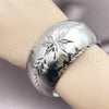 Rhodium Gold Filled Individual Bangle, Flower and Leaf Design, Diamond Cutting Finish, Rhodium Finish, 07.168.0012.1 (30 MM Thickness, One size fits all)