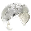 Rhodium Gold Filled Individual Bangle, Flower and Leaf Design, Diamond Cutting Finish, Rhodium Finish, 07.168.0012.1 (30 MM Thickness, One size fits all)