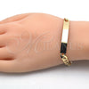 Oro Laminado ID Bracelet, Gold Filled Style Polished, Golden Finish, 03.168.0021.08 (06 MM Thickness, 8 Inches Length)