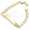 Oro Laminado ID Bracelet, Gold Filled Style Polished, Golden Finish, 03.168.0021.08 (06 MM Thickness, 8 Inches Length)