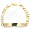 Oro Laminado ID Bracelet, Gold Filled Style Polished, Golden Finish, 03.168.0021.08 (06 MM Thickness, 8 Inches Length)