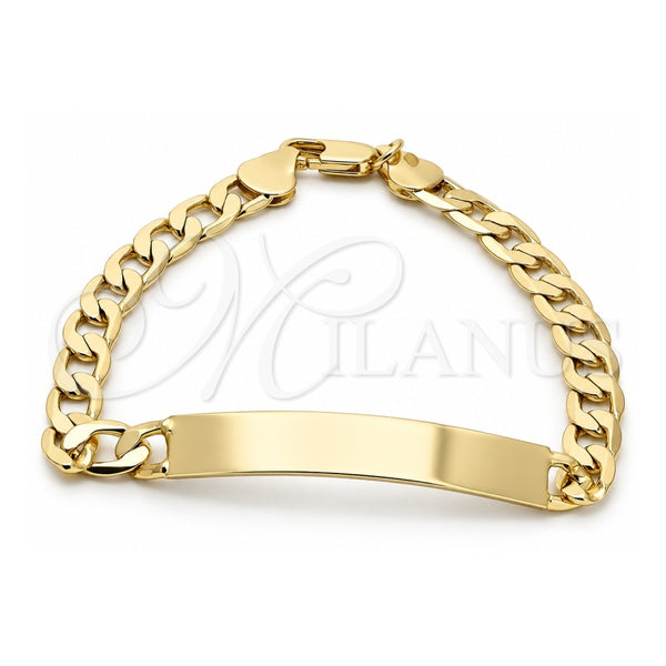Oro Laminado ID Bracelet, Gold Filled Style Polished, Golden Finish, 03.168.0021.08 (06 MM Thickness, 8 Inches Length)