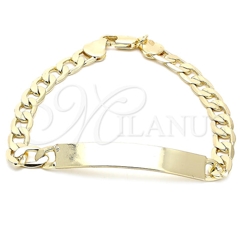 Oro Laminado ID Bracelet, Gold Filled Style Polished, Golden Finish, 03.168.0021.08 (06 MM Thickness, 8 Inches Length)