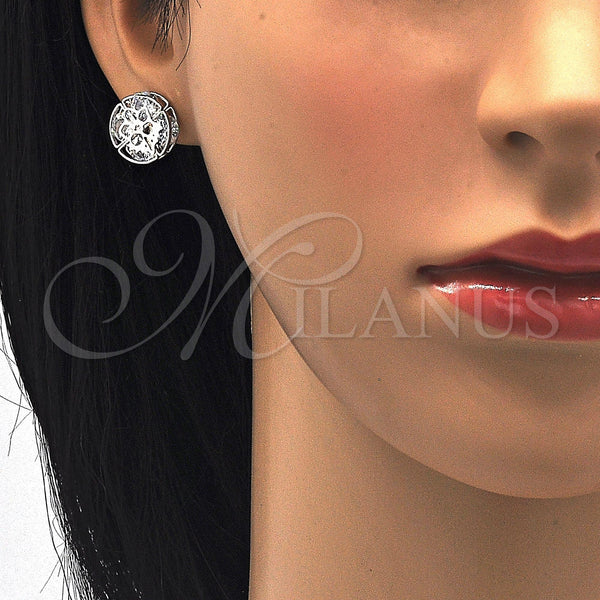 White Gold Filled Ring — Stud Earring Flower Design with White Cubic Zirconia — alternate product view — SKU 121074 | Oro Laminado Blanco anillo — Stud Earring flor diseño with blanco Cubic Zirconia — SKU 121074