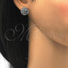 Rhodium Gold Filled Stud Earring, Flower Design, with White Cubic Zirconia, Polished, Rhodium Finish, 02.106.0017.1