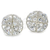 Rhodium Gold Filled Stud Earring, Flower Design, with White Cubic Zirconia, Polished, Rhodium Finish, 02.106.0017.1