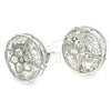 Rhodium Gold Filled Stud Earring, Flower Design, with White Cubic Zirconia, Polished, Rhodium Finish, 02.106.0017.1