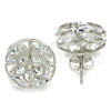 Rhodium Gold Filled Stud Earring, Flower Design, with White Cubic Zirconia, Polished, Rhodium Finish, 02.106.0017.1