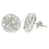 Rhodium Gold Filled Stud Earring, Flower Design, with White Cubic Zirconia, Polished, Rhodium Finish, 02.106.0017.1