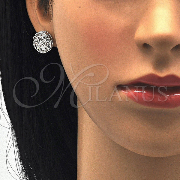 White Gold Filled Ring — Stud Earring Flower Design with White Cubic Zirconia — alternate product view — SKU 121075 | Oro Laminado Blanco anillo — Stud Earring flor diseño with blanco Cubic Zirconia — SKU 121075