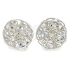 Rhodium Gold Filled Stud Earring, Flower Design, with White Cubic Zirconia, Polished, Rhodium Finish, 02.106.0018.1