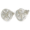 Rhodium Gold Filled Stud Earring, Flower Design, with White Cubic Zirconia, Polished, Rhodium Finish, 02.106.0018.1