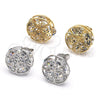 Rhodium Gold Filled Stud Earring, Flower Design, with White Cubic Zirconia, Polished, Rhodium Finish, 02.106.0018.1