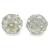 Rhodium Gold Filled Stud Earring, Greek Key Design, with White Cubic Zirconia, Polished, Rhodium Finish, 02.106.0019.1