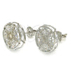 Rhodium Gold Filled Stud Earring, Greek Key Design, with White Cubic Zirconia, Polished, Rhodium Finish, 02.106.0019.1