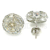 Rhodium Gold Filled Stud Earring, Greek Key Design, with White Cubic Zirconia, Polished, Rhodium Finish, 02.106.0019.1