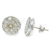 Rhodium Gold Filled Stud Earring, Greek Key Design, with White Cubic Zirconia, Polished, Rhodium Finish, 02.106.0019.1