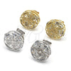 Rhodium Gold Filled Stud Earring, Greek Key Design, with White Cubic Zirconia, Polished, Rhodium Finish, 02.106.0019.1
