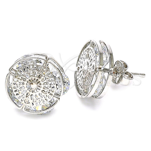 Rhodium Gold Filled Stud Earring, with White Cubic Zirconia, Polished, Rhodium Finish, 02.106.0020.1
