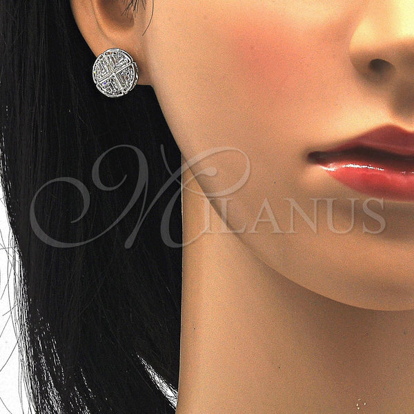 White Gold Filled Ring — Stud Earring with White Cubic Zirconia Polished 02. — alternate product view — SKU 121078 | Oro Laminado Blanco anillo — Stud Earring with blanco Cubic Zirconia pulido 02. — SKU 121078