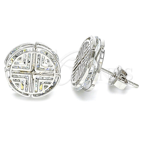 Rhodium Gold Filled Stud Earring, with White Cubic Zirconia, Polished, Rhodium Finish, 02.106.0021.1