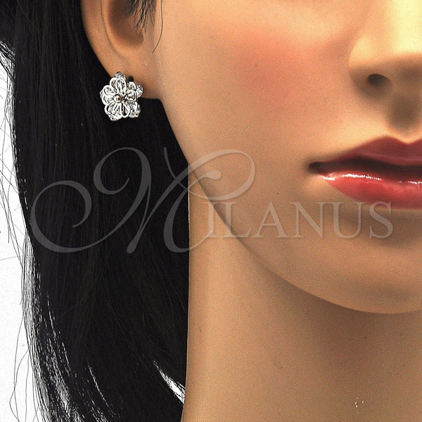 White Gold Filled Ring — Stud Earring Flower Design with White Cubic Zirconia — alternate product view — SKU 121079 | Oro Laminado Blanco anillo — Stud Earring flor diseño with blanco Cubic Zirconia — SKU 121079