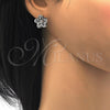 Rhodium Gold Filled Stud Earring, Flower Design, with White Cubic Zirconia, Polished, Rhodium Finish, 02.106.0022.1