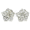 Rhodium Gold Filled Stud Earring, Flower Design, with White Cubic Zirconia, Polished, Rhodium Finish, 02.106.0022.1
