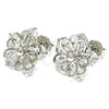 Rhodium Gold Filled Stud Earring, Flower Design, with White Cubic Zirconia, Polished, Rhodium Finish, 02.106.0022.1