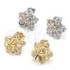 Rhodium Gold Filled Stud Earring, Flower Design, with White Cubic Zirconia, Polished, Rhodium Finish, 02.106.0022.1