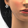 Rhodium Gold Filled Stud Earring, Flower Design, with White Cubic Zirconia, Polished, Rhodium Finish, 02.106.0025.1