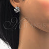 Rhodium Gold Filled Stud Earring, Flower Design, with White Cubic Zirconia, Polished, Rhodium Finish, 02.106.0025.1
