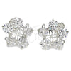 Rhodium Gold Filled Stud Earring, Flower Design, with White Cubic Zirconia, Polished, Rhodium Finish, 02.106.0025.1
