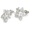 Rhodium Gold Filled Stud Earring, Flower Design, with White Cubic Zirconia, Polished, Rhodium Finish, 02.106.0025.1
