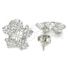 Rhodium Gold Filled Stud Earring, Flower Design, with White Cubic Zirconia, Polished, Rhodium Finish, 02.106.0025.1
