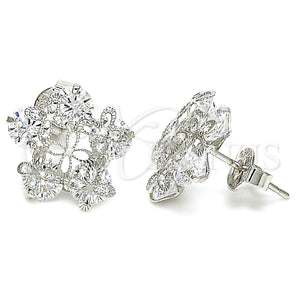 White Gold Filled Ring — Stud Earring Flower Design with White Cubic Zirconia — main product view — SKU 121082 | Oro Laminado Blanco anillo — Stud Earring flor diseño with blanco Cubic Zirconia — SKU 121082