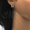 Rhodium Gold Filled Stud Earring, Butterfly Design, with White Cubic Zirconia, Polished, Rhodium Finish, 02.106.0027.1