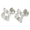 Rhodium Gold Filled Stud Earring, Butterfly Design, with White Cubic Zirconia, Polished, Rhodium Finish, 02.106.0027.1