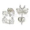 Rhodium Gold Filled Stud Earring, Butterfly Design, with White Cubic Zirconia, Polished, Rhodium Finish, 02.106.0027.1