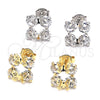 Rhodium Gold Filled Stud Earring, Butterfly Design, with White Cubic Zirconia, Polished, Rhodium Finish, 02.106.0027.1
