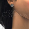 Rhodium Gold Filled Stud Earring, Heart Design, with White Cubic Zirconia, Polished, Rhodium Finish, 02.106.0028.1
