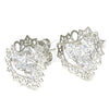 Rhodium Gold Filled Stud Earring, Heart Design, with White Cubic Zirconia, Polished, Rhodium Finish, 02.106.0028.1