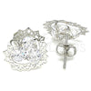 Rhodium Gold Filled Stud Earring, Heart Design, with White Cubic Zirconia, Polished, Rhodium Finish, 02.106.0028.1