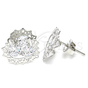 White Gold Filled Ring — Stud Earring Heart Design with White Cubic Zirconia — main product view — SKU 121085 | Oro Laminado Blanco anillo — Stud Earring corazón diseño with blanco Cubic Zirconia — SKU 121085